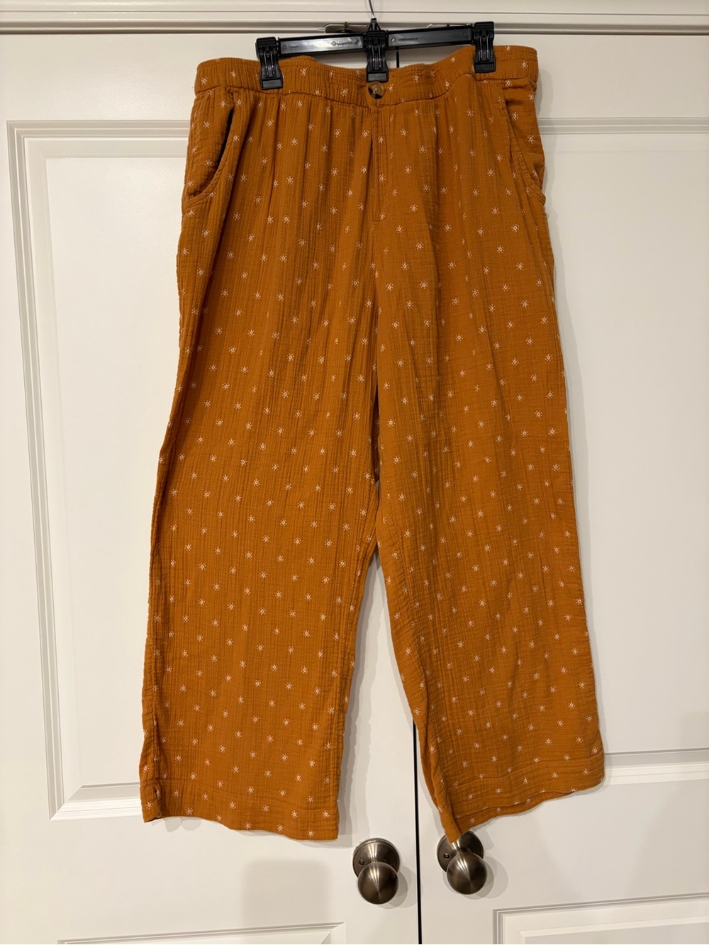 Wonderly Rust Orange Star-Print Wide-Leg Pants